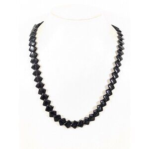 Vintage Trifari Black Chiclets Necklace Lucite Square Beaded Classic Statement